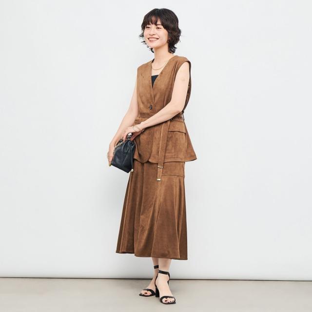 ノーリーズ（NOLLEY’S）/《セットアップ対応》ウォッシャブルストレッチスエードフレアスカート