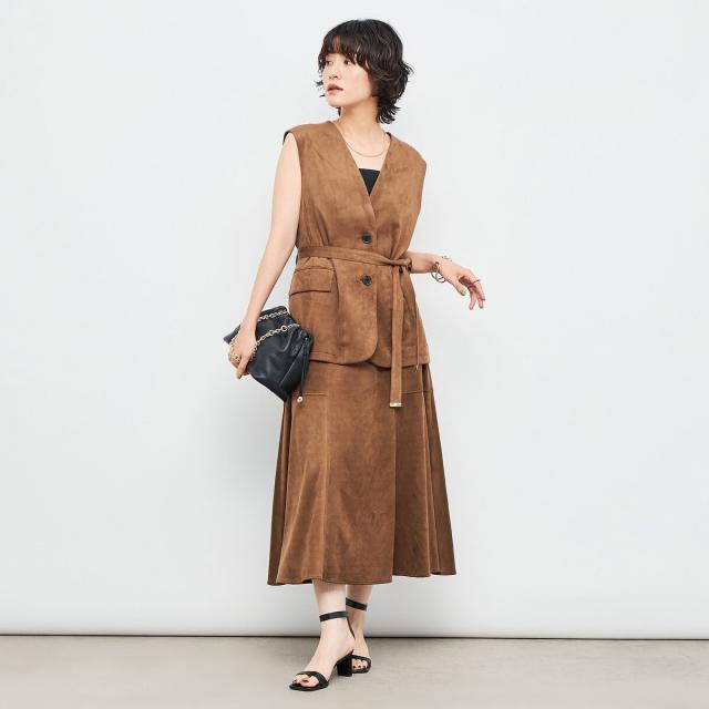 ノーリーズ（NOLLEY’S）/《セットアップ対応》ウォッシャブルストレッチスエードフレアスカート