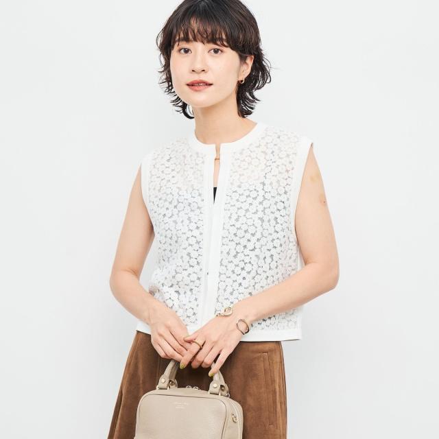 ノーリーズ（NOLLEY’S）/《手洗い可能》フラワー刺繍生地ベスト