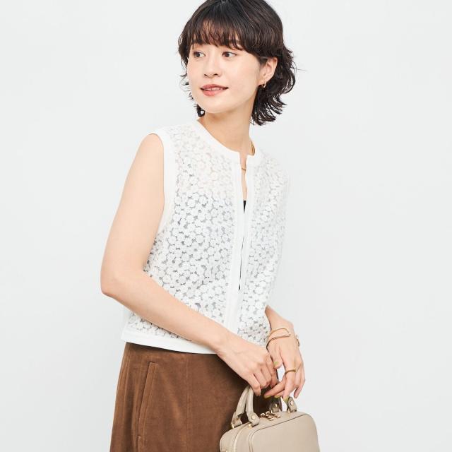 ノーリーズ（NOLLEY’S）/《手洗い可能》フラワー刺繍生地ベスト