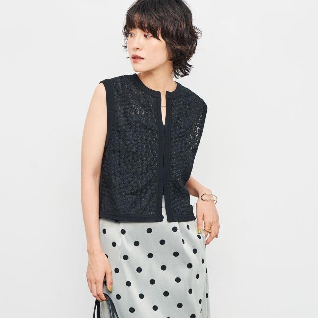 ノーリーズ（NOLLEY’S）/《手洗い可能》フラワー刺繍生地ベスト