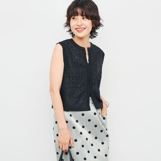 ノーリーズ（NOLLEY’S）/《手洗い可能》フラワー刺繍生地ベスト