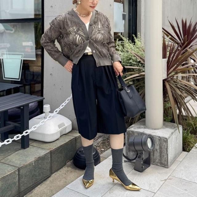 ノーリーズ（NOLLEY’S）/【追加】《セットアップ対応》チュール刺繍Vネックカーディガン