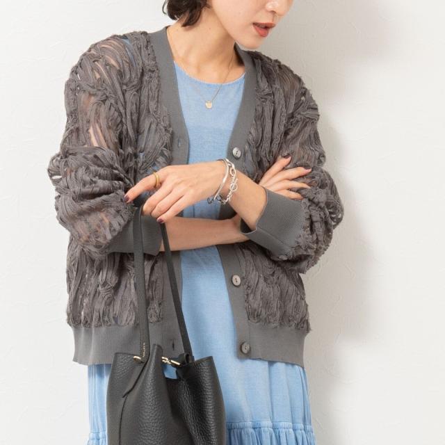 ノーリーズ（NOLLEY’S）/【追加】《セットアップ対応》チュール刺繍Vネックカーディガン