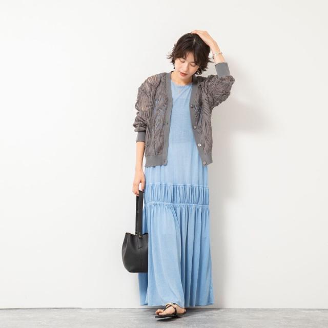 ノーリーズ（NOLLEY’S）/【追加】《セットアップ対応》チュール刺繍Vネックカーディガン