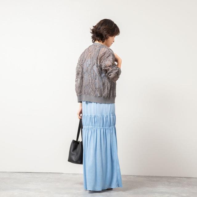 ノーリーズ（NOLLEY’S）/【追加】《セットアップ対応》チュール刺繍Vネックカーディガン