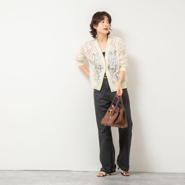 ノーリーズ（NOLLEY’S）/【追加】《セットアップ対応》チュール刺繍Vネックカーディガン