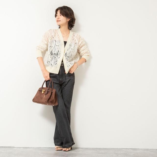 ノーリーズ（NOLLEY’S）/【追加】《セットアップ対応》チュール刺繍Vネックカーディガン