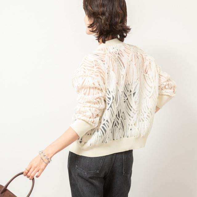 ノーリーズ（NOLLEY’S）/【追加】《セットアップ対応》チュール刺繍Vネックカーディガン