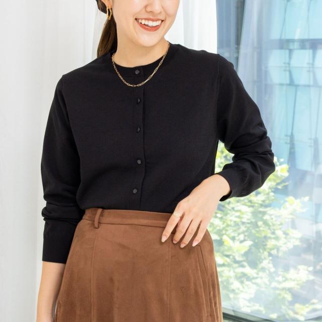 ノーリーズ（NOLLEY’S）/《手洗い可能》《アンサンブル対応》天竺クルーネックカーディガン