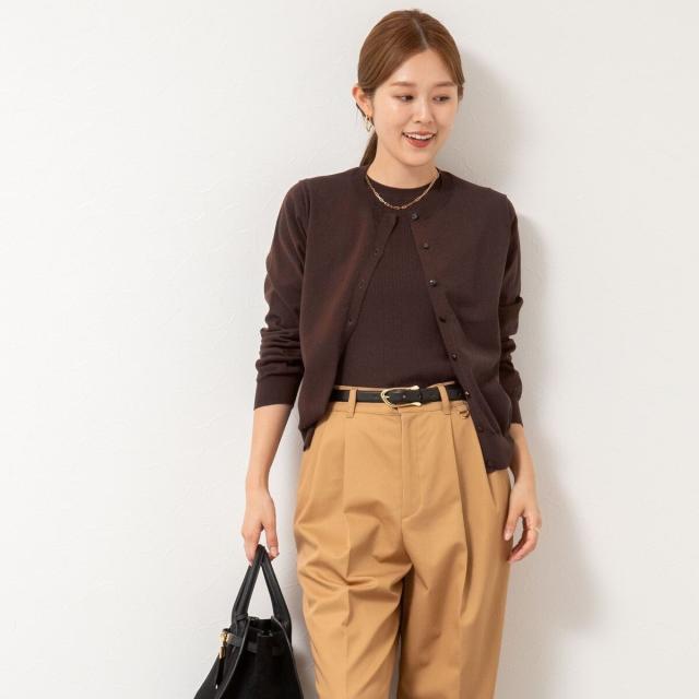 ノーリーズ（NOLLEY’S）/《手洗い可能》《アンサンブル対応》天竺クルーネックカーディガン