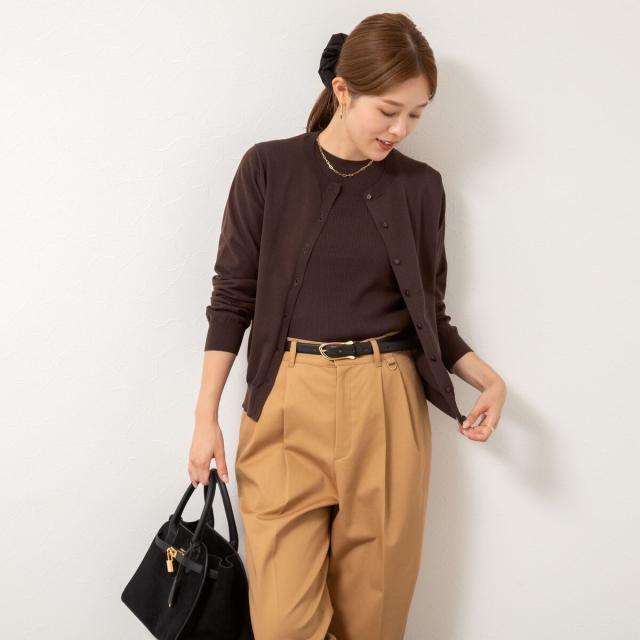 ノーリーズ（NOLLEY’S）/《手洗い可能》《アンサンブル対応》天竺クルーネックカーディガン