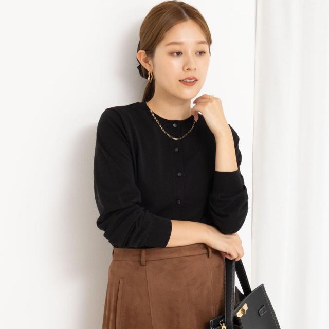 ノーリーズ（NOLLEY’S）/《手洗い可能》《アンサンブル対応》天竺クルーネックカーディガン