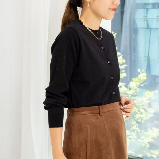 ノーリーズ（NOLLEY’S）/《手洗い可能》《アンサンブル対応》天竺クルーネックカーディガン