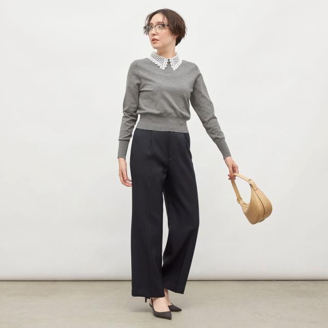 ノーリーズ（NOLLEY’S）/《セットアップ対応》ウォッシャブルウール調セミワイドパンツ