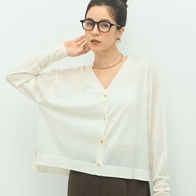 ノーリーズ（NOLLEY’S）/《手洗い可能》《アンサンブル対応》18G天竺ゆったりVネックカーディガン