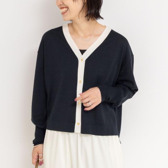 ノーリーズ（NOLLEY’S）/《手洗い可能》《アンサンブル対応》18G天竺ゆったりVネックカーディガン