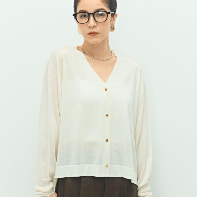ノーリーズ（NOLLEY’S）/《手洗い可能》《アンサンブル対応》18G天竺ゆったりVネックカーディガン