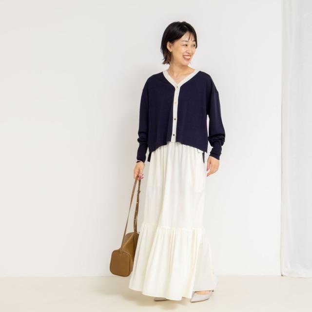 ノーリーズ（NOLLEY’S）/《手洗い可能》《アンサンブル対応》18G天竺ゆったりVネックカーディガン