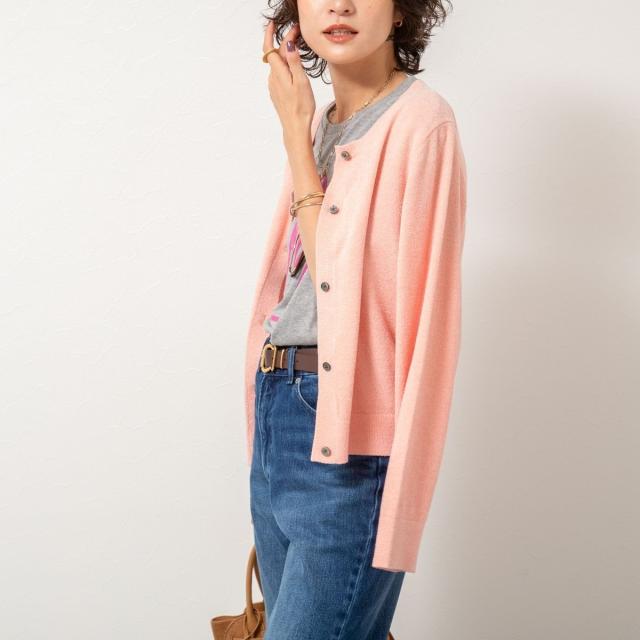 ノーリーズ（NOLLEY’S）/《手洗い可能》《アンサンブル対応》モールヤーンクルーネックカーディガン