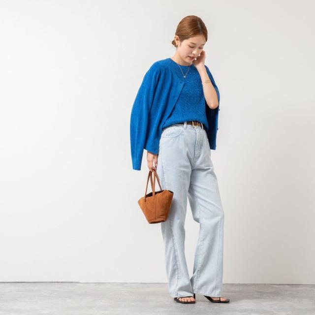 ノーリーズ（NOLLEY’S）/《手洗い可能》《アンサンブル対応》モールヤーンクルーネックカーディガン