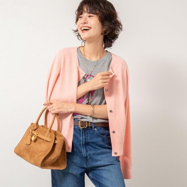 ノーリーズ（NOLLEY’S）/《手洗い可能》《アンサンブル対応》モールヤーンクルーネックカーディガン