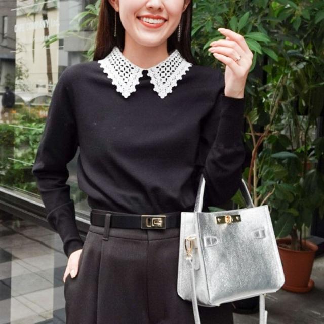 ノーリーズ（NOLLEY’S）/《手洗い可能》襟レース2WAYプルオーバーニット