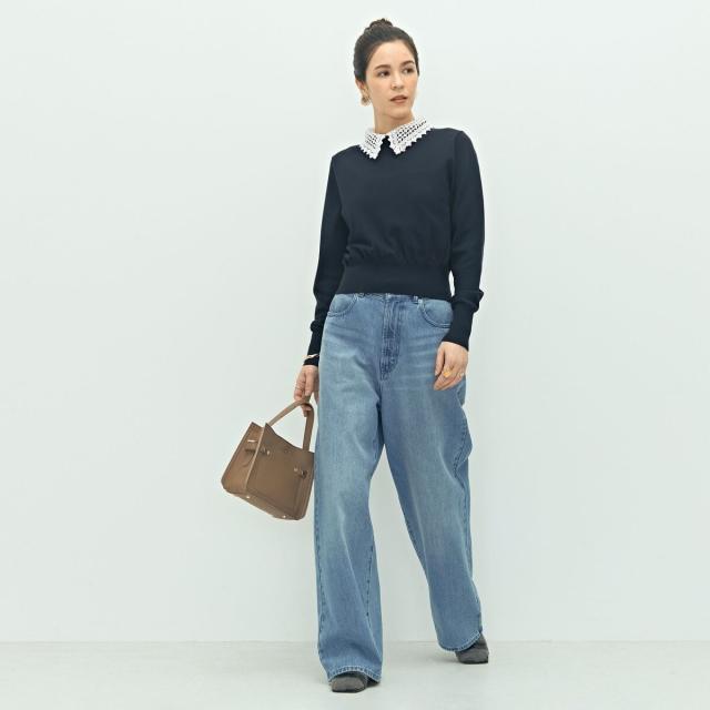 ノーリーズ（NOLLEY’S）/《手洗い可能》襟レース2WAYプルオーバーニット