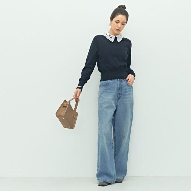 ノーリーズ（NOLLEY’S）/《手洗い可能》襟レース2WAYプルオーバーニット