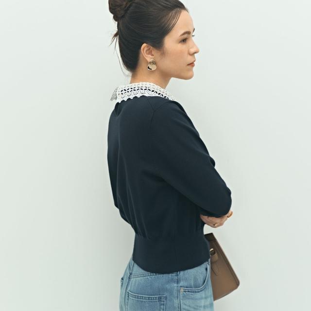 ノーリーズ（NOLLEY’S）/《手洗い可能》襟レース2WAYプルオーバーニット