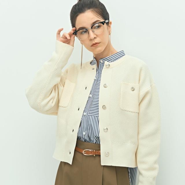 ノーリーズ（NOLLEY’S）/《手洗い可能》鹿の子編みクルーネックカーディガン