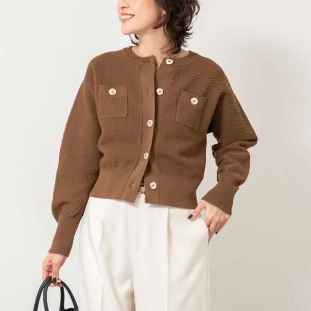 ノーリーズ（NOLLEY’S）/《手洗い可能》鹿の子編みクルーネックカーディガン