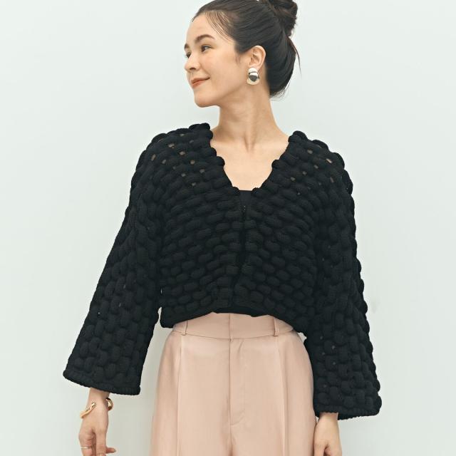 ララージ（Laraaji）/《手洗い可能》3D柄ボレロカーディガン