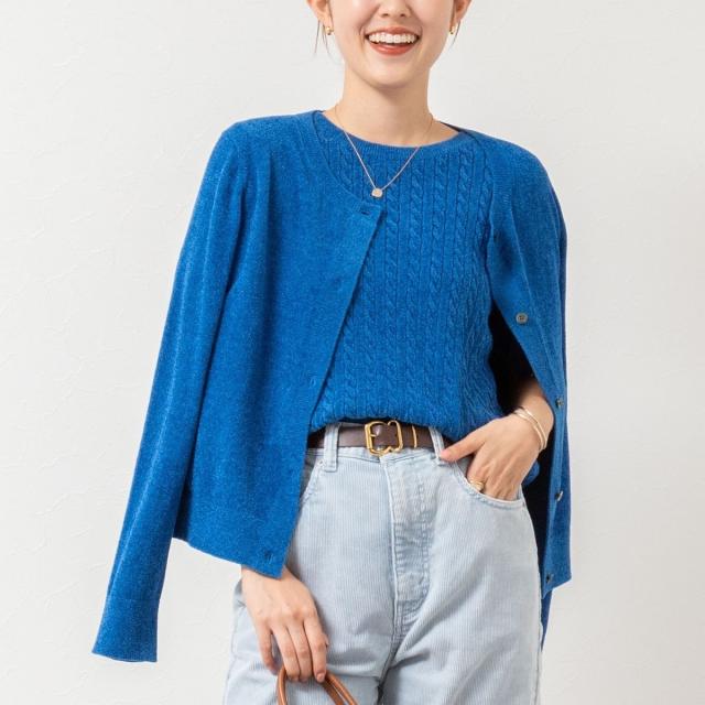 リエミラー（Rie Miller）/《手洗い可能》《アンサンブル対応》モールヤーンミニケーブルプルオーバーニット