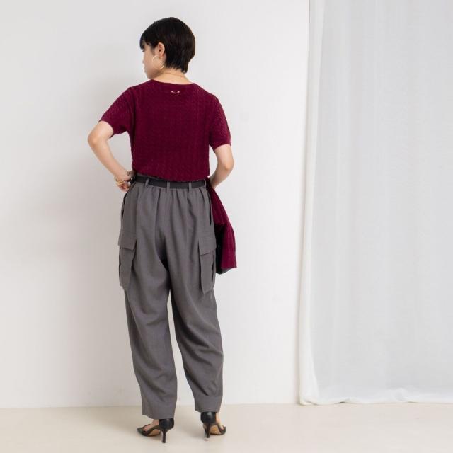 リエミラー（Rie Miller）/《手洗い可能》《アンサンブル対応》モールヤーンミニケーブルプルオーバーニット