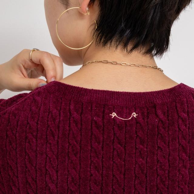 リエミラー（Rie Miller）/《手洗い可能》《アンサンブル対応》モールヤーンミニケーブルプルオーバーニット