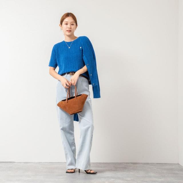 リエミラー（Rie Miller）/《手洗い可能》《アンサンブル対応》モールヤーンミニケーブルプルオーバーニット