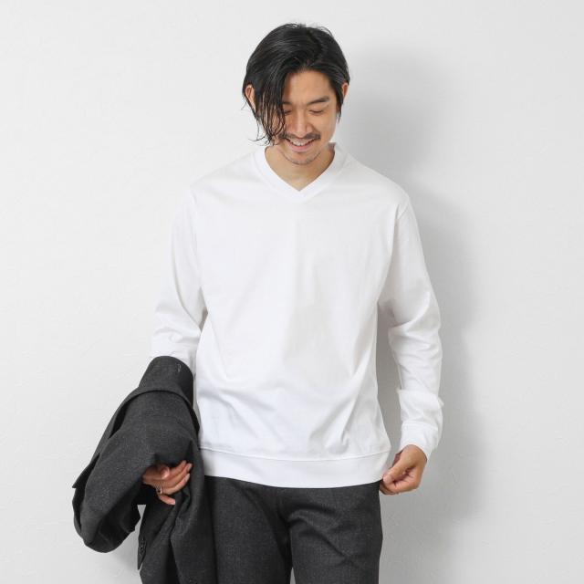 ノーリーズ グッドマン（NOLLEY’S goodman）/《ビジカジ対応》シルケットスムースドレスL/S V Tシャツ 25AW