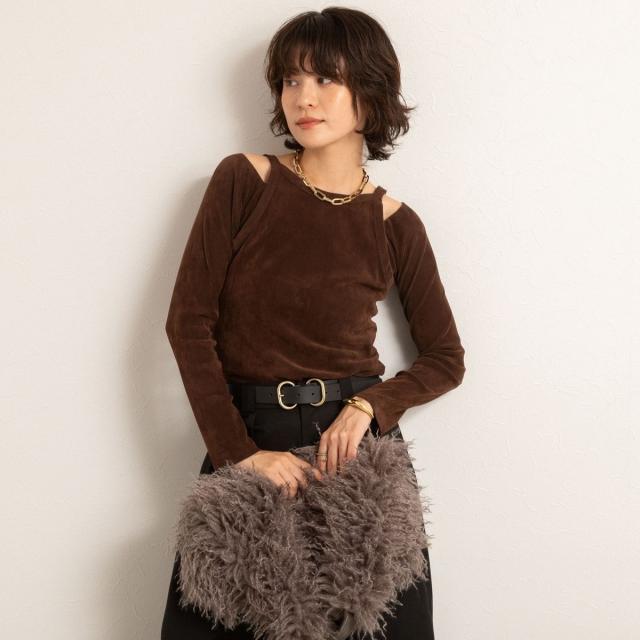 マクウェル（MAQWEL）/【MAQWEL/マクウェル】ウォッシャブルベロアレイヤードトップス