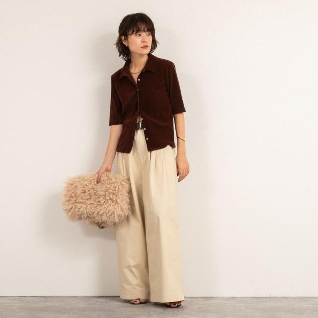 マクウェル（MAQWEL）/【MAQWEL/マクウェル】ウォッシャブルベロア半袖シャツ マクウェル（MAQWEL）/【MAQWEL/マクウェル】ウォッシャブルベロア半袖