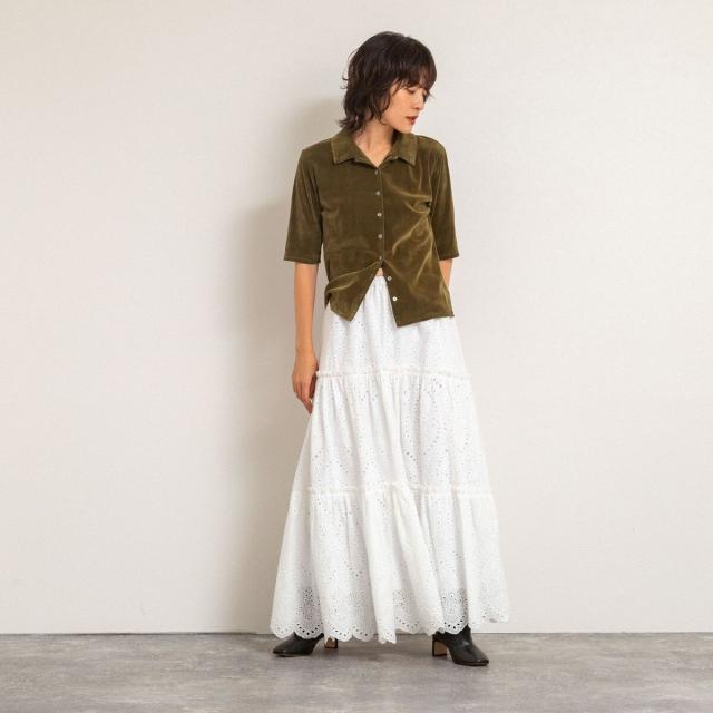 マクウェル（MAQWEL）/【MAQWEL/マクウェル】ウォッシャブルベロア半袖