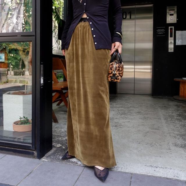 マクウェル（MAQWEL）/【MAQWEL/マクウェル】ウォッシャブルベロアロングスカート