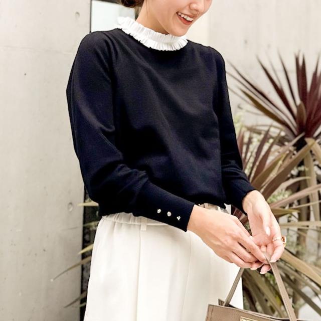 ノーリーズ（NOLLEY’S）/プリーツ衿取り外しプルオーバーニット