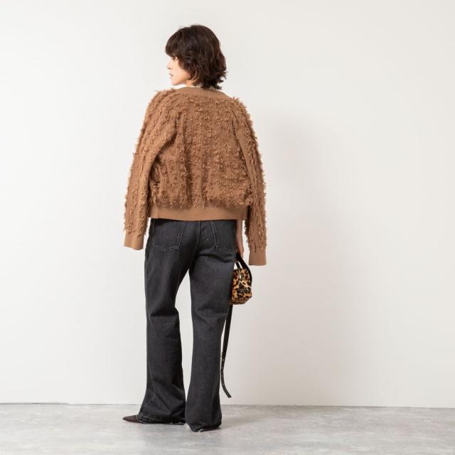 リエミラー（Rie Miller）/《手洗い可能》カットジャガードジップアップカーディガン