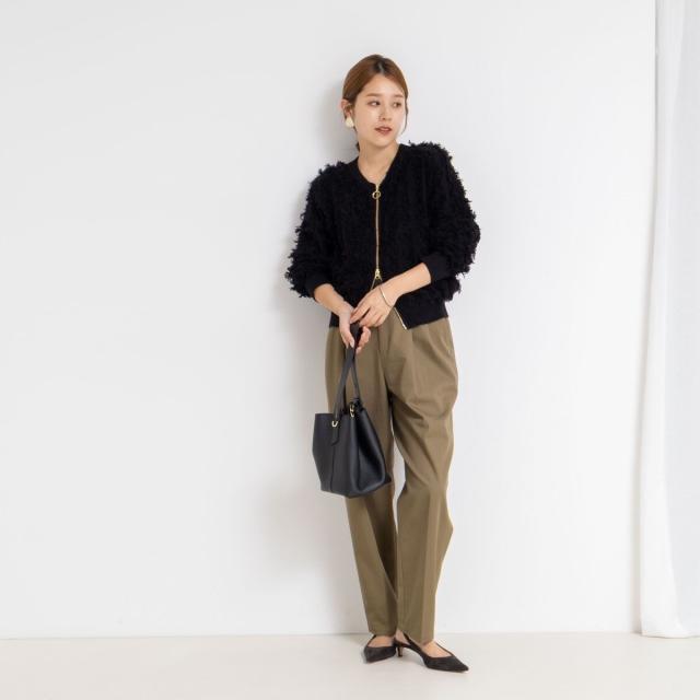 リエミラー（Rie Miller）/《手洗い可能》カットジャガードジップアップカーディガン