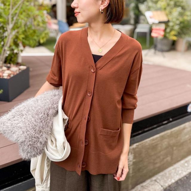 リエミラー（Rie Miller）/《手洗い可能》《セットアップ対応》BIGシルエットVネックカーディガン