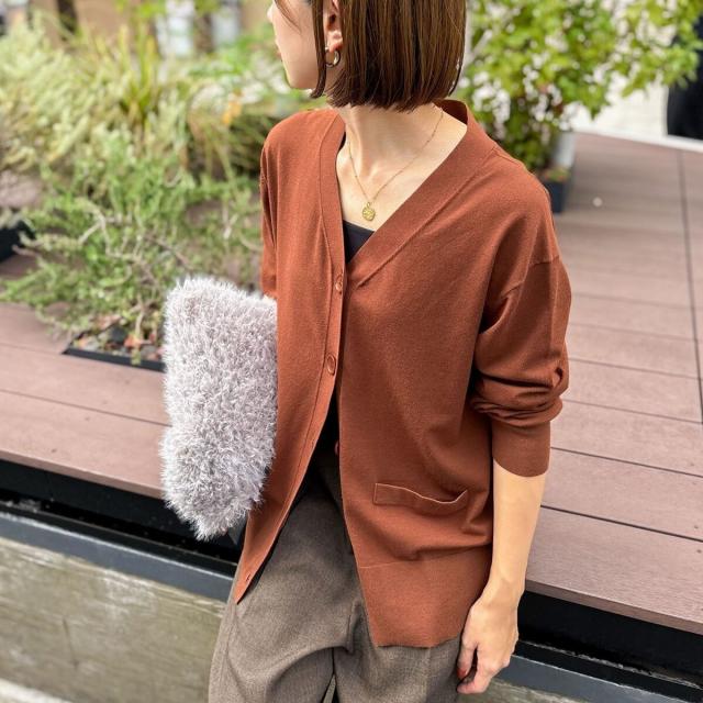 リエミラー（Rie Miller）/《手洗い可能》《セットアップ対応》BIGシルエットVネックカーディガン