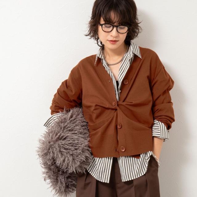 リエミラー（Rie Miller）/《手洗い可能》《セットアップ対応》BIGシルエットVネックカーディガン