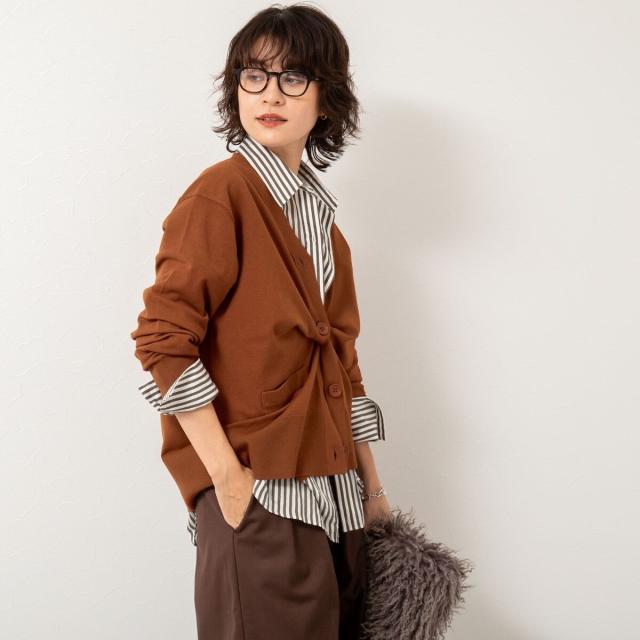 リエミラー（Rie Miller）/《手洗い可能》《セットアップ対応》BIGシルエットVネックカーディガン