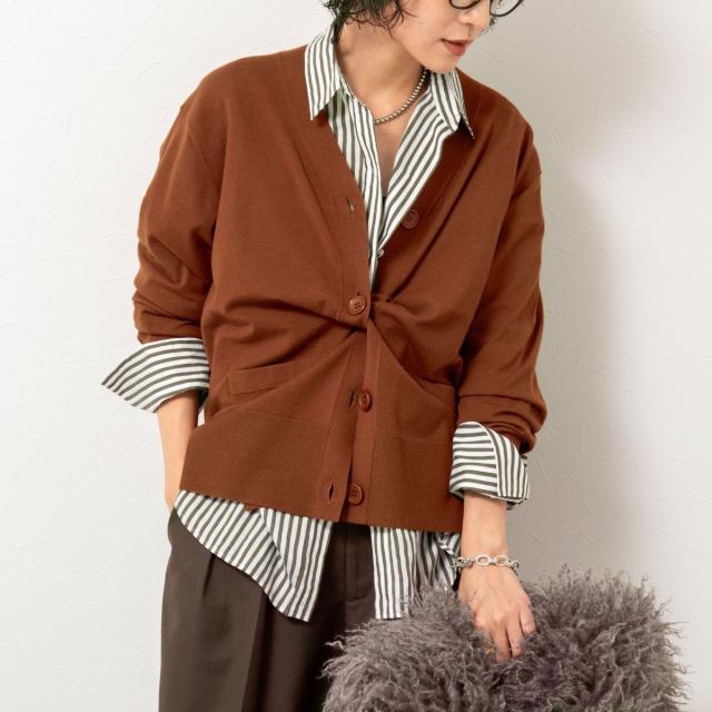 リエミラー（Rie Miller）/《手洗い可能》《セットアップ対応》BIGシルエットVネックカーディガン